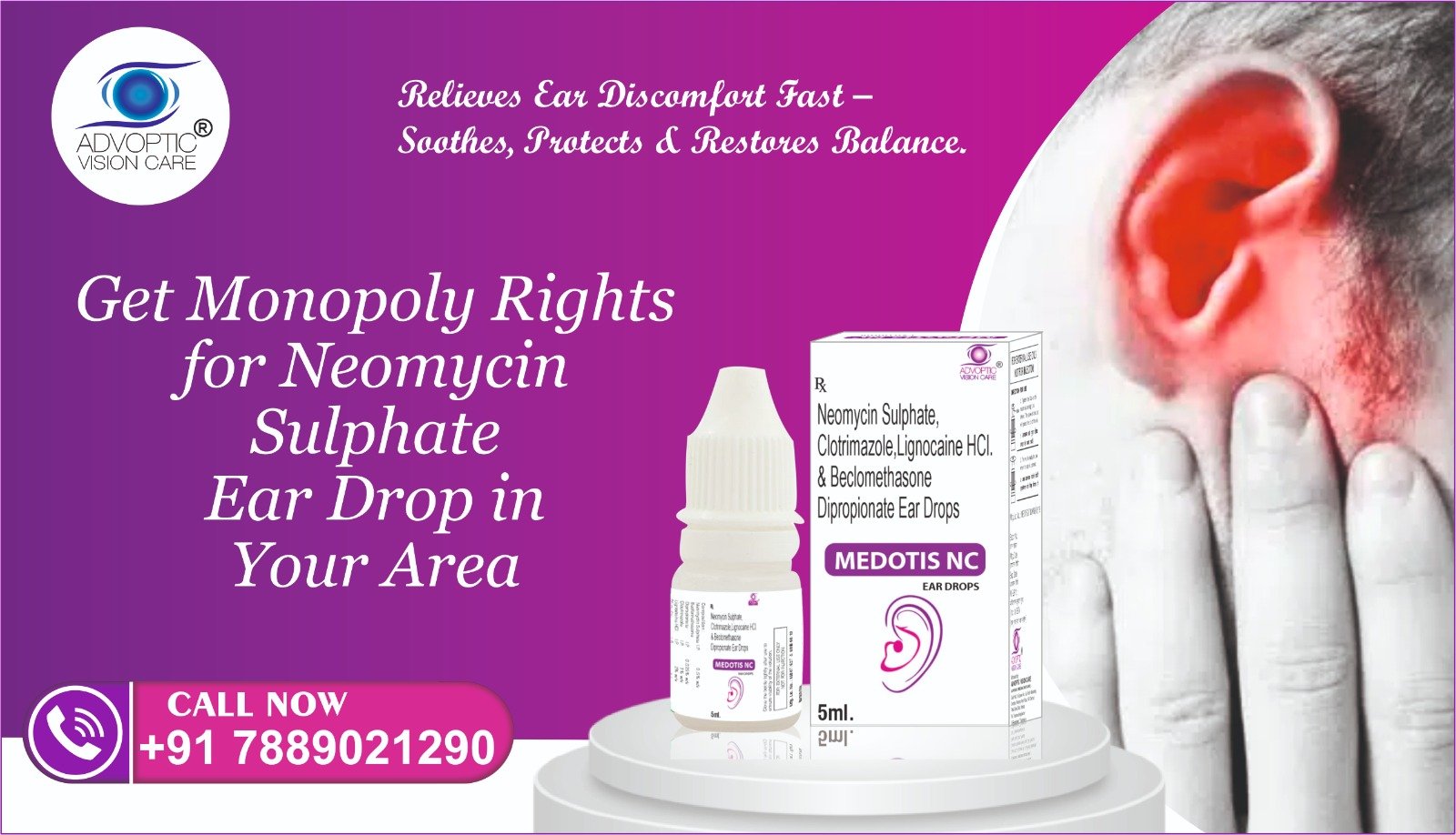 MEDOTIS NC - NEOMYCIN SULPHATE 05% BECLOMETHASONE DIPROPIONATE 0025% CLOTRIMAZOLE 1% LIGNOCAINE HYDROCHLORIDE 2% GLYCERINE PROPYLENE GLYCOL